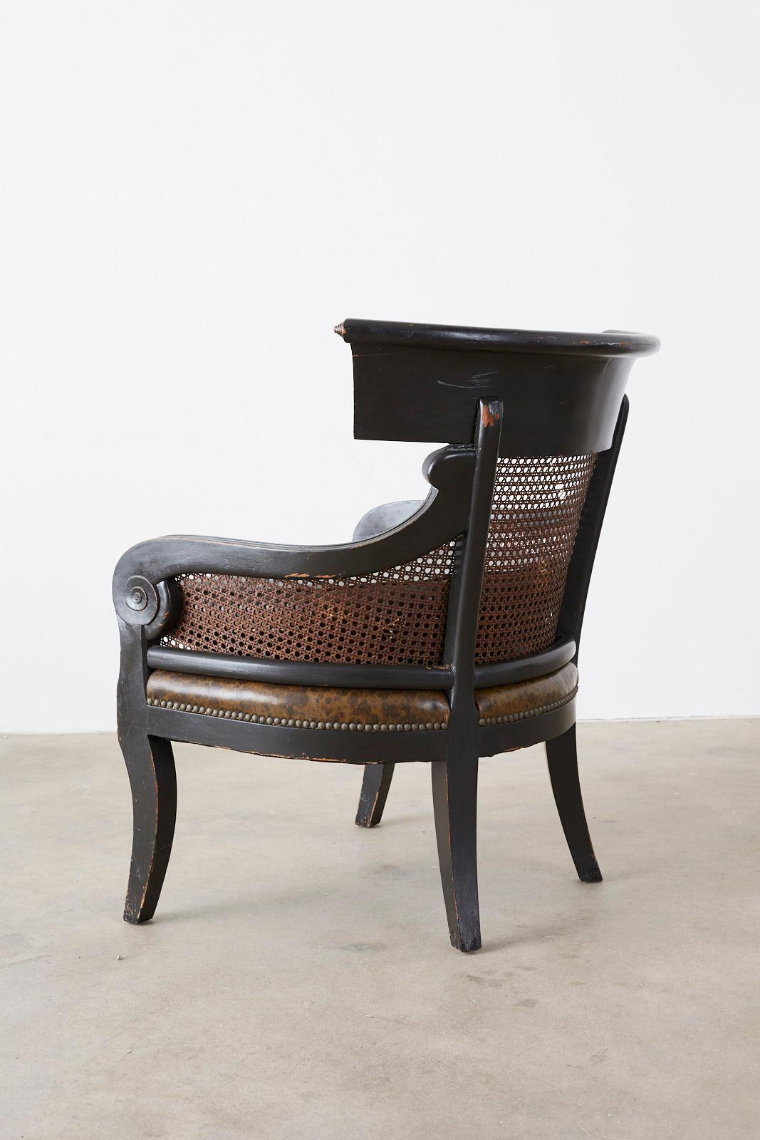 Pair of English Regency Style Ebonized Klismos Chairs 6