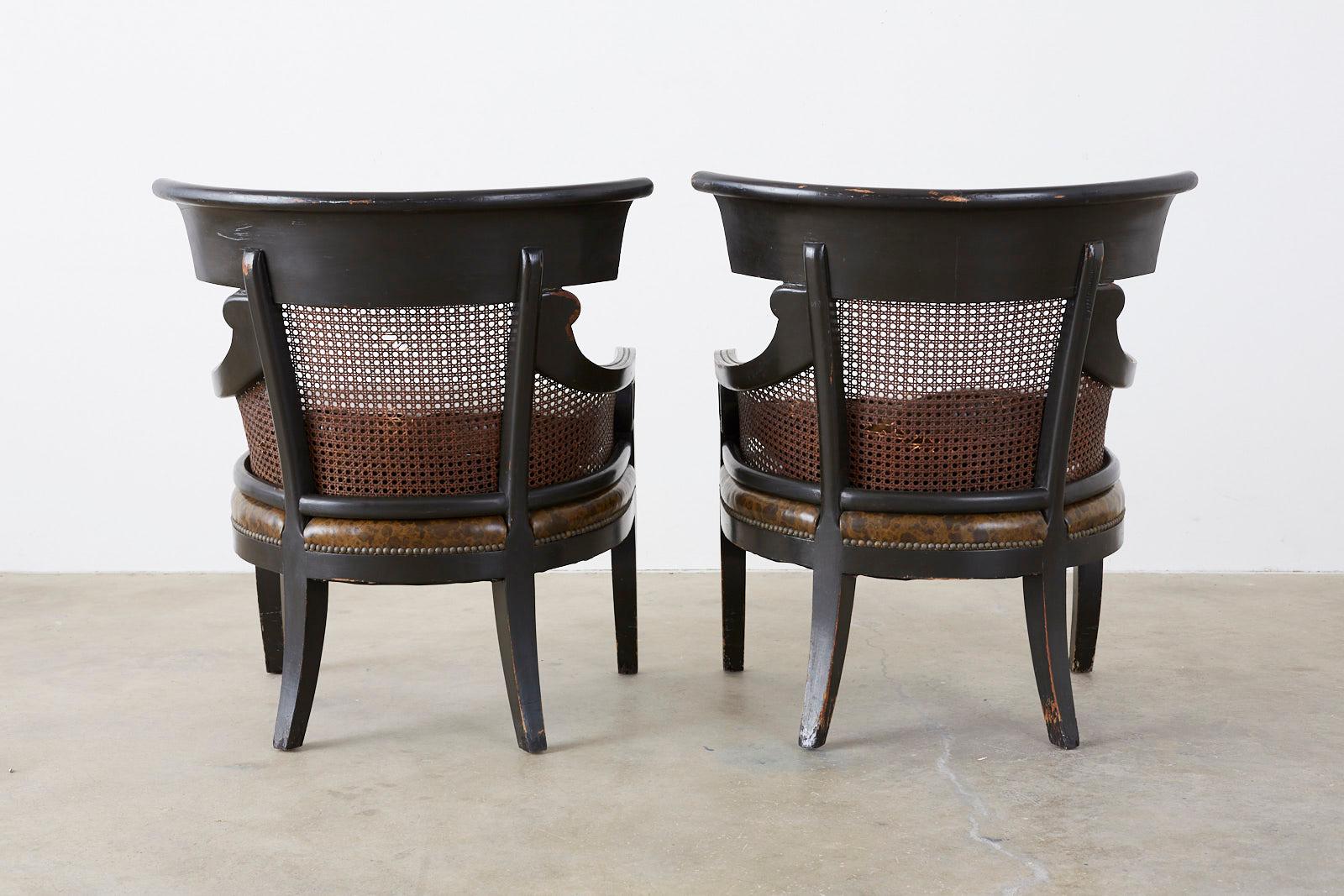 Pair of English Regency Style Ebonized Klismos Chairs 7
