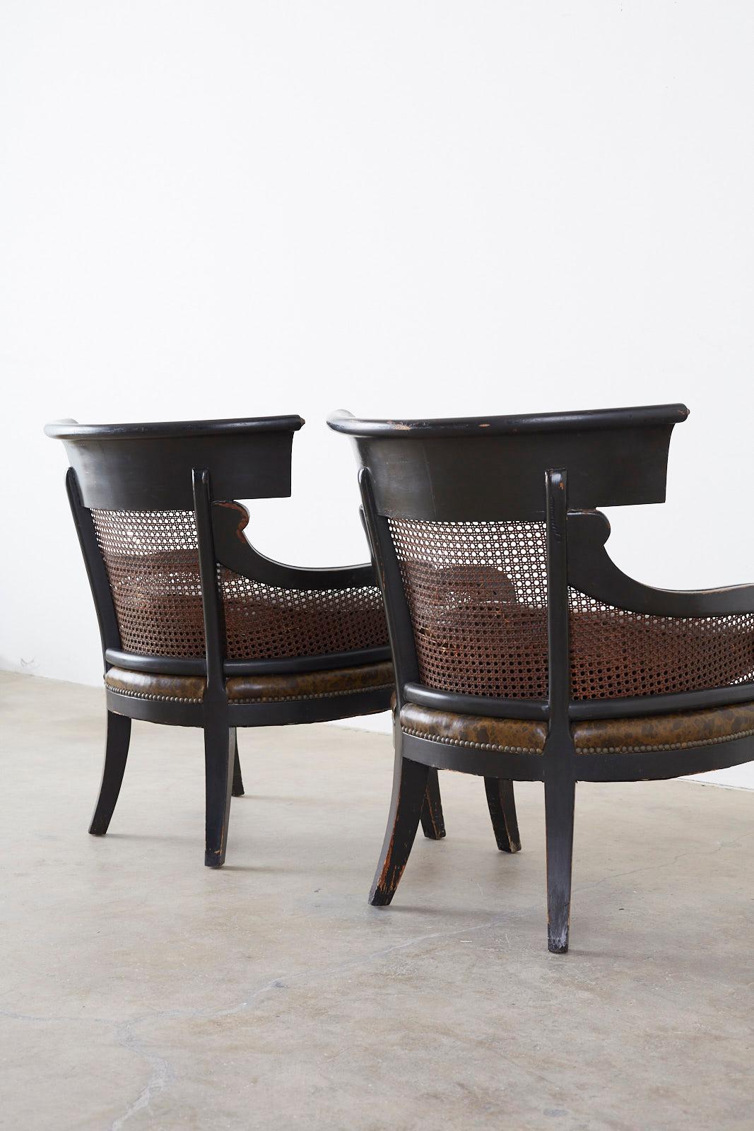 Pair of English Regency Style Ebonized Klismos Chairs 8