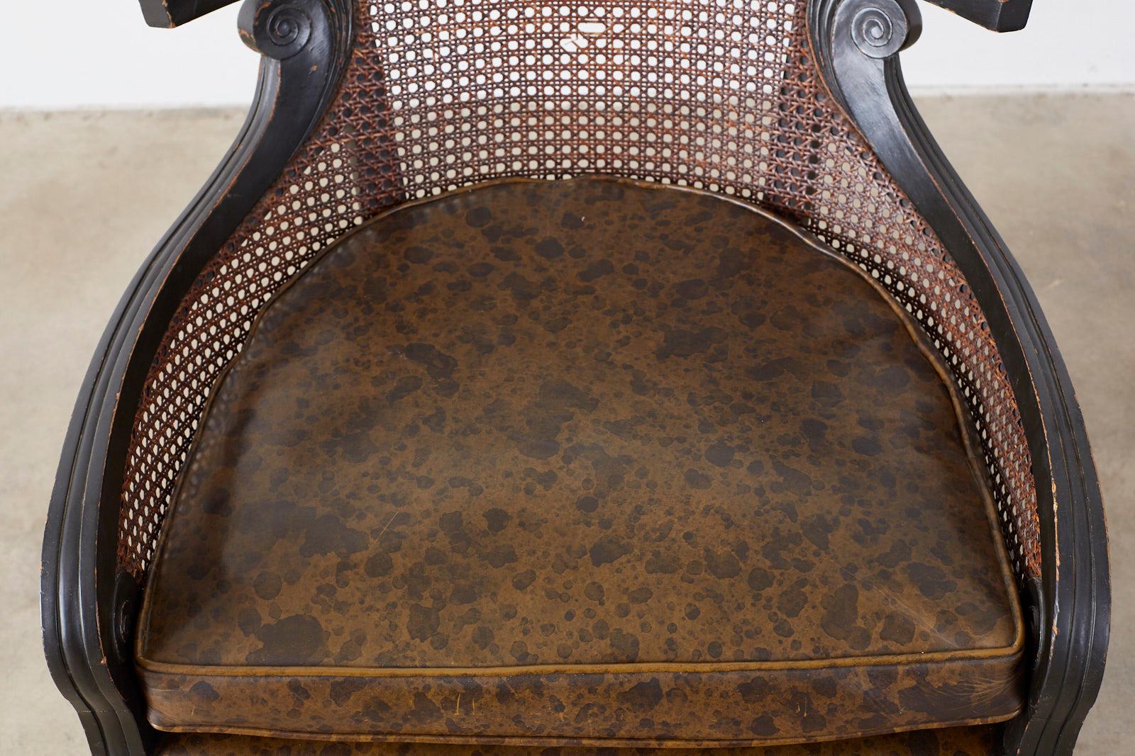 19th Century Pair of English Regency Style Ebonized Klismos Chairs