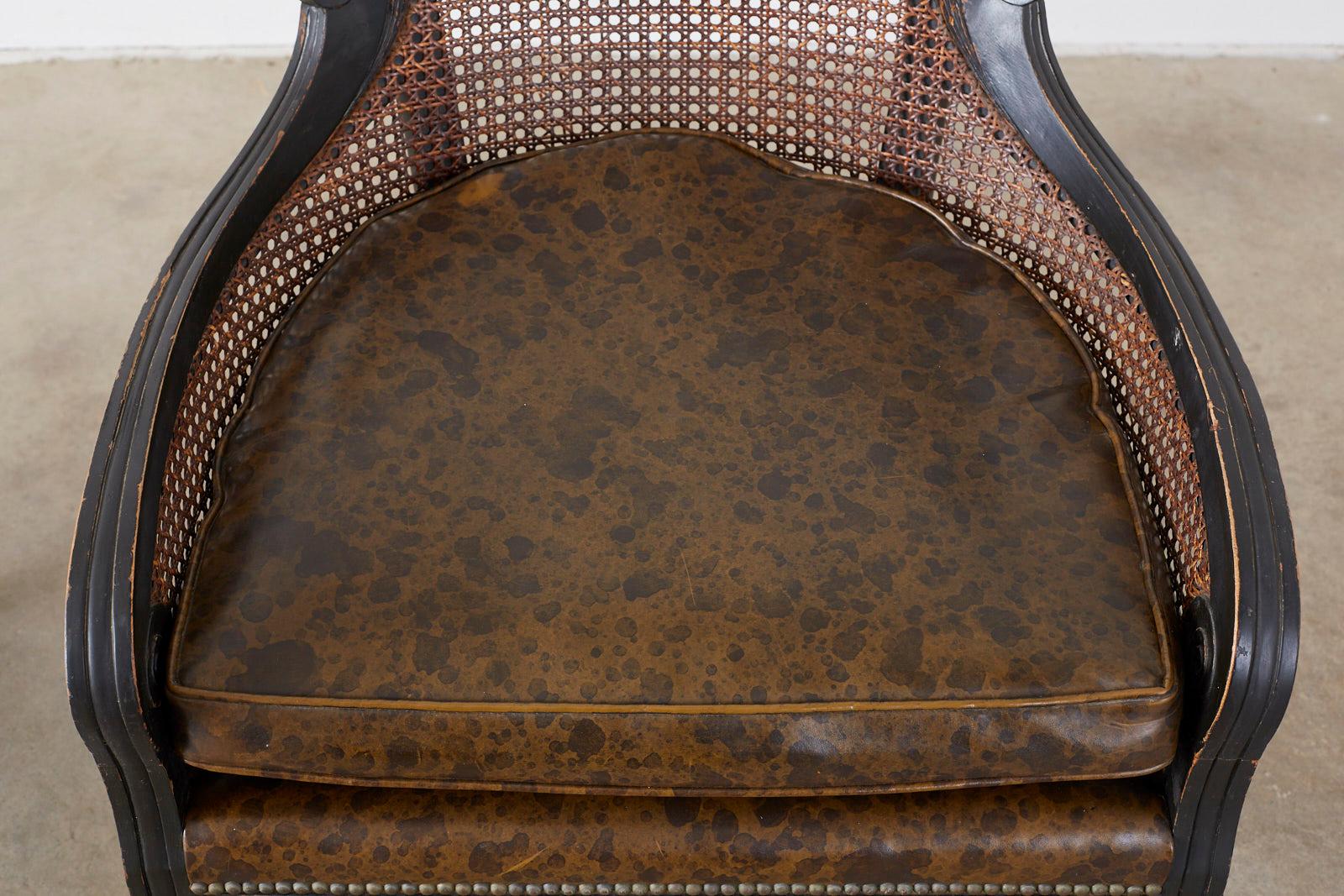 Hardwood Pair of English Regency Style Ebonized Klismos Chairs