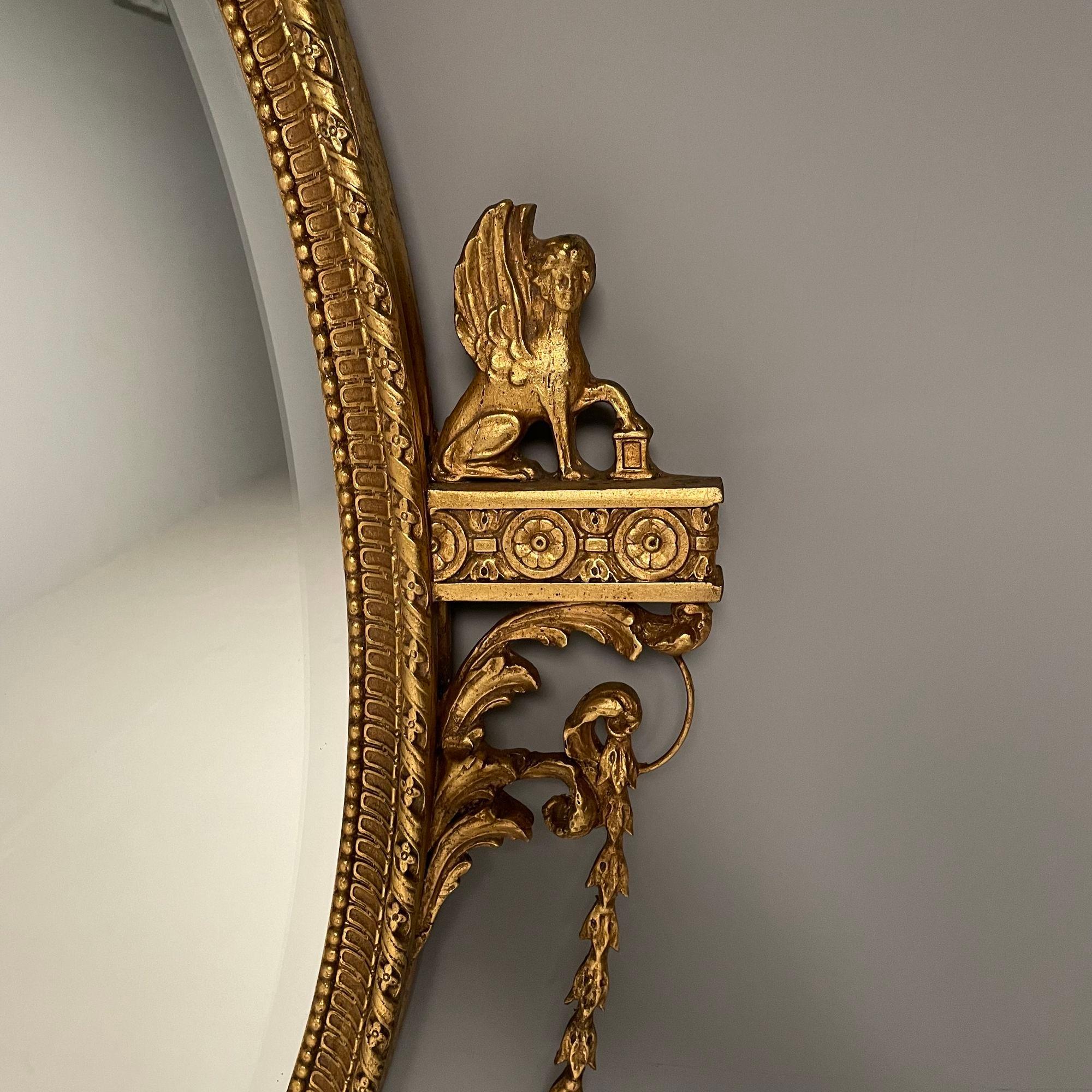 Miroirs muraux ovales de style Régence anglaise Friedman Brothers, bois doré et gesso en vente 4
