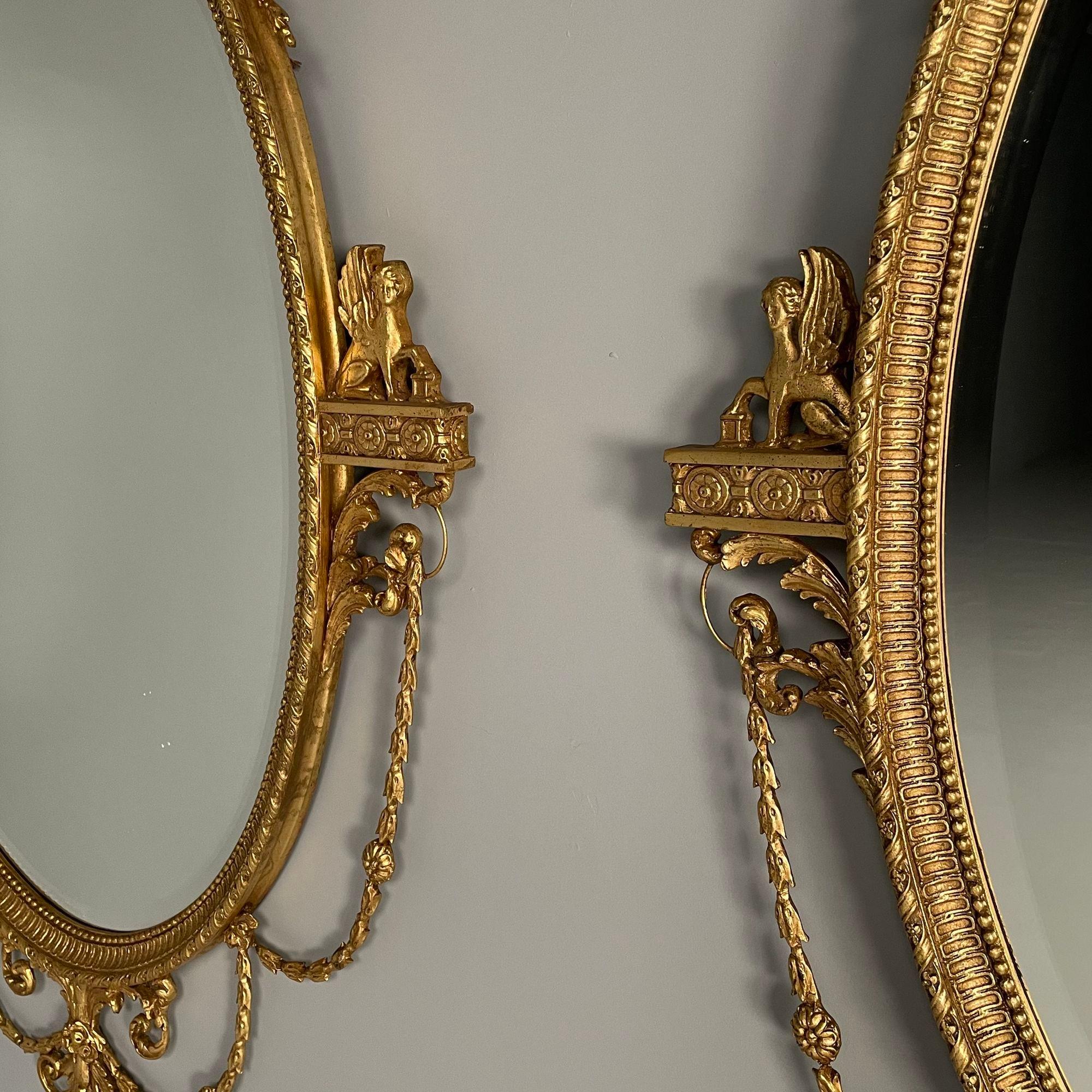 Friedman Brothers, English Regency Style, Oval Wall Mirrors, Giltwood, Gesso For Sale 6