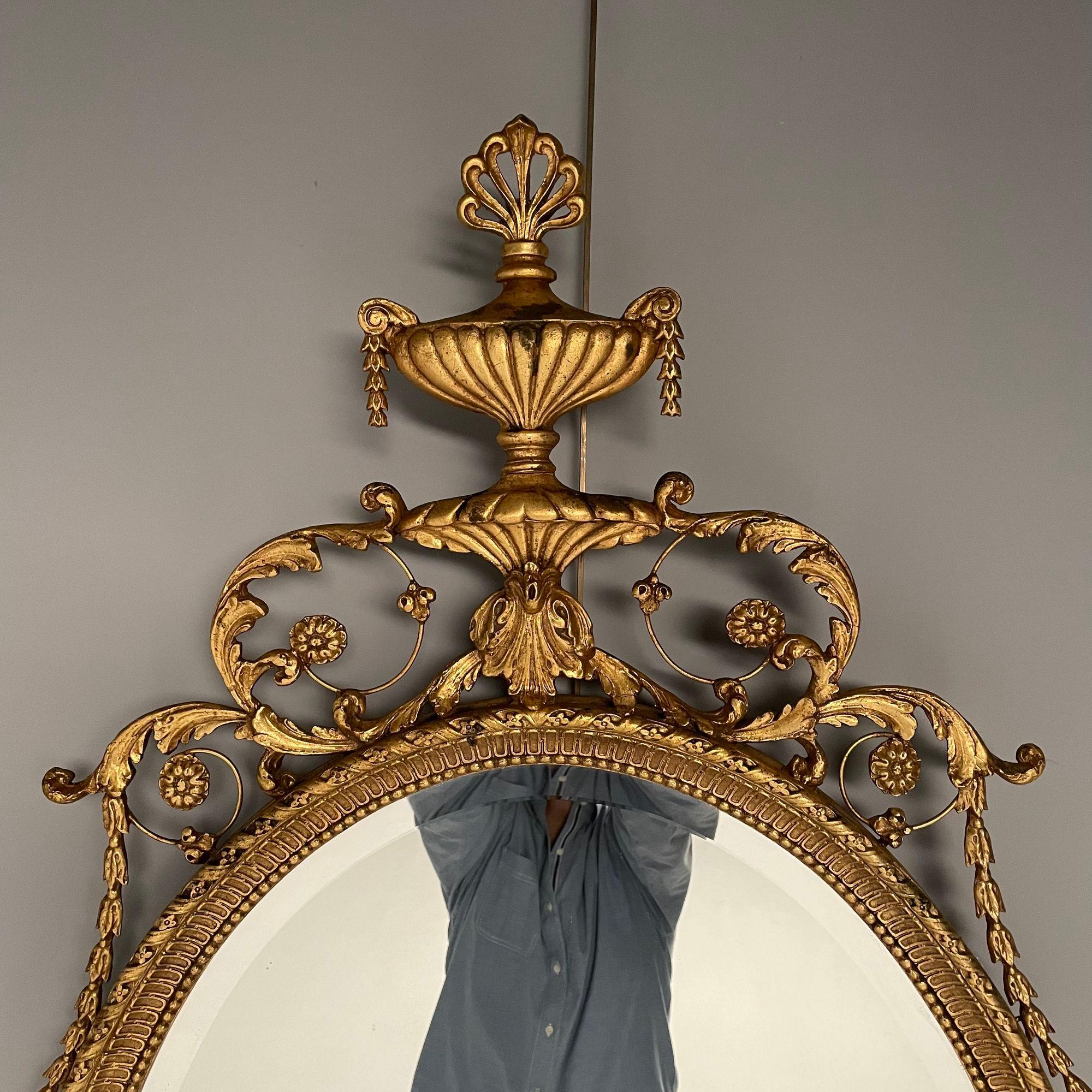 Miroirs muraux ovales de style Régence anglaise Friedman Brothers, bois doré et gesso en vente 2
