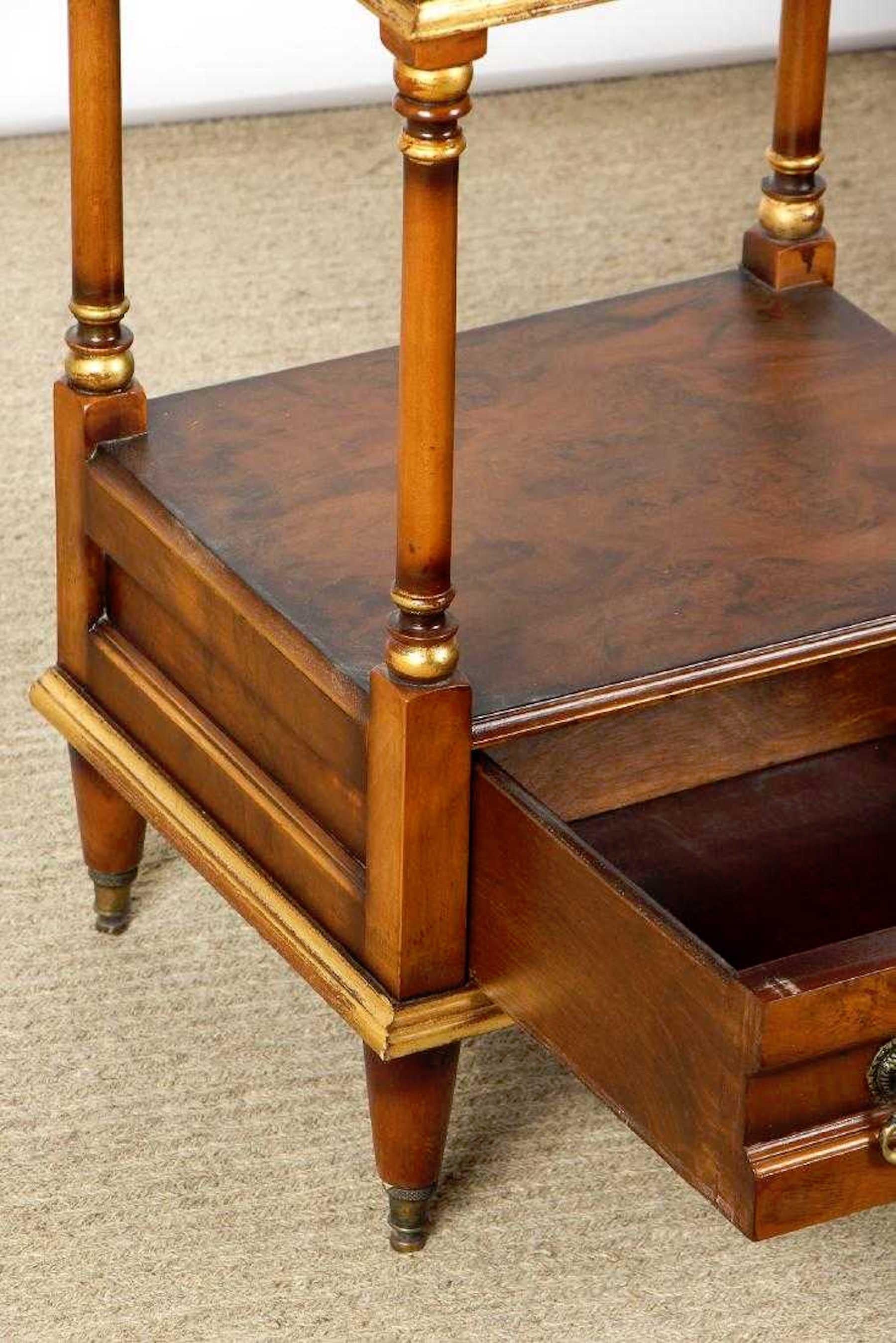 Pair of English Regency Style Mahogany and Burl Three-Tier Étagères 1