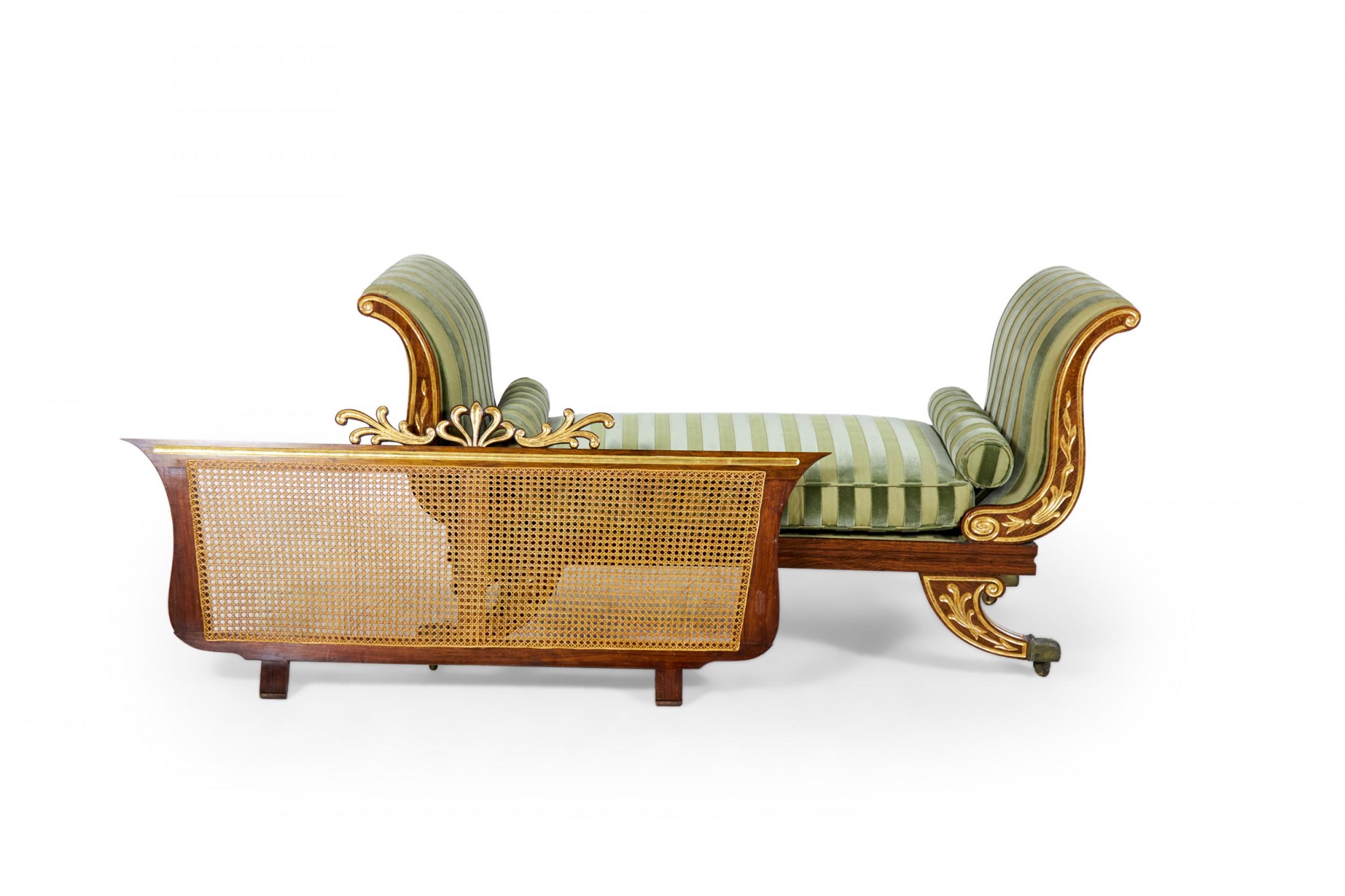 Pair of English Regency Style Parcel Gilt Caned Back Settees For Sale 5