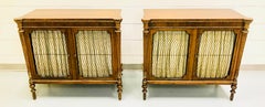 Pair of English Regency Style Rosewood and Parcel-Gilt Cabinets