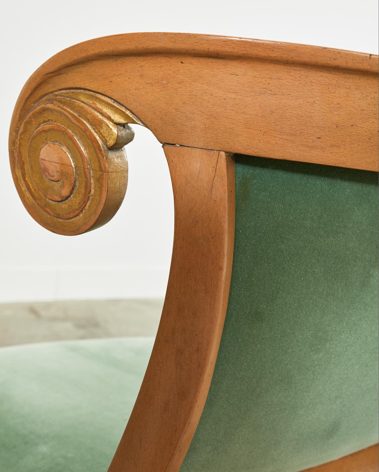Pair of English Regency Style Sage Velvet Dining Chairs 3