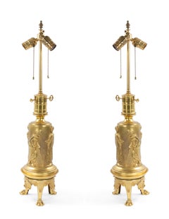 Pair of English Regency Style Bronze Dore Table Lamps