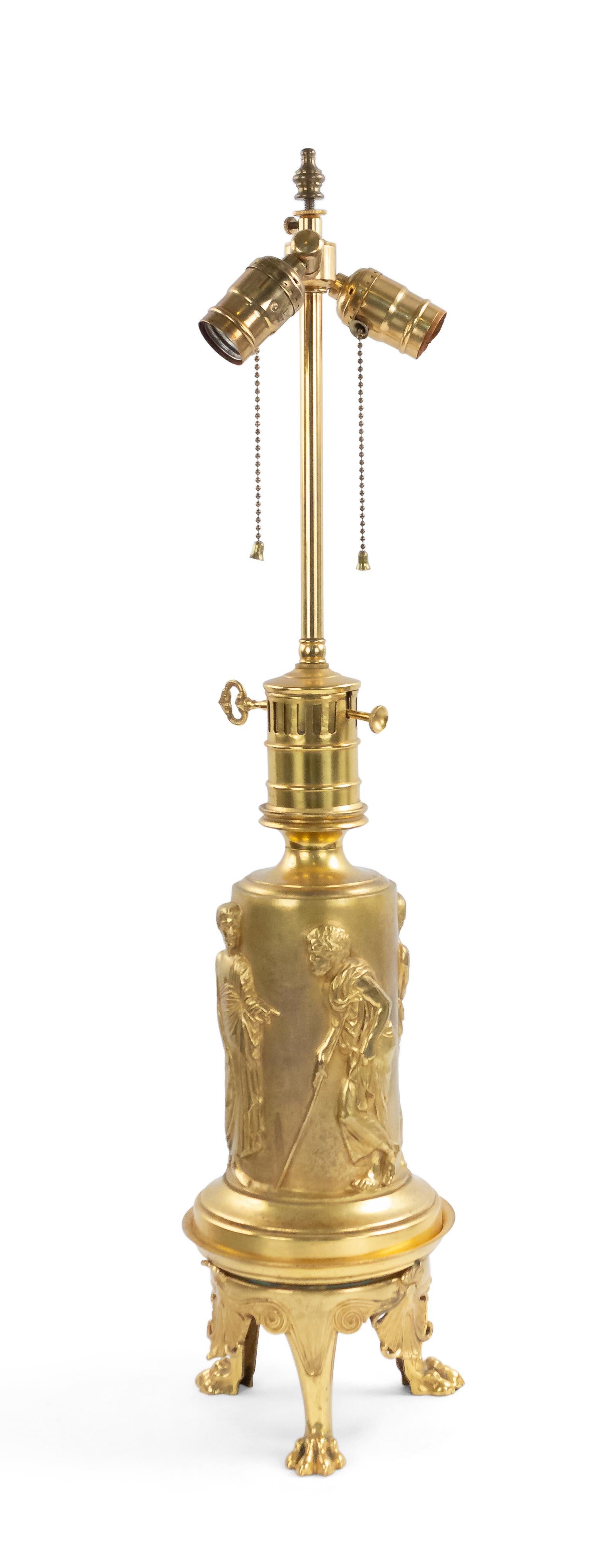 Pair of English Regency Style Bronze Dore Table Lamps For Sale 1