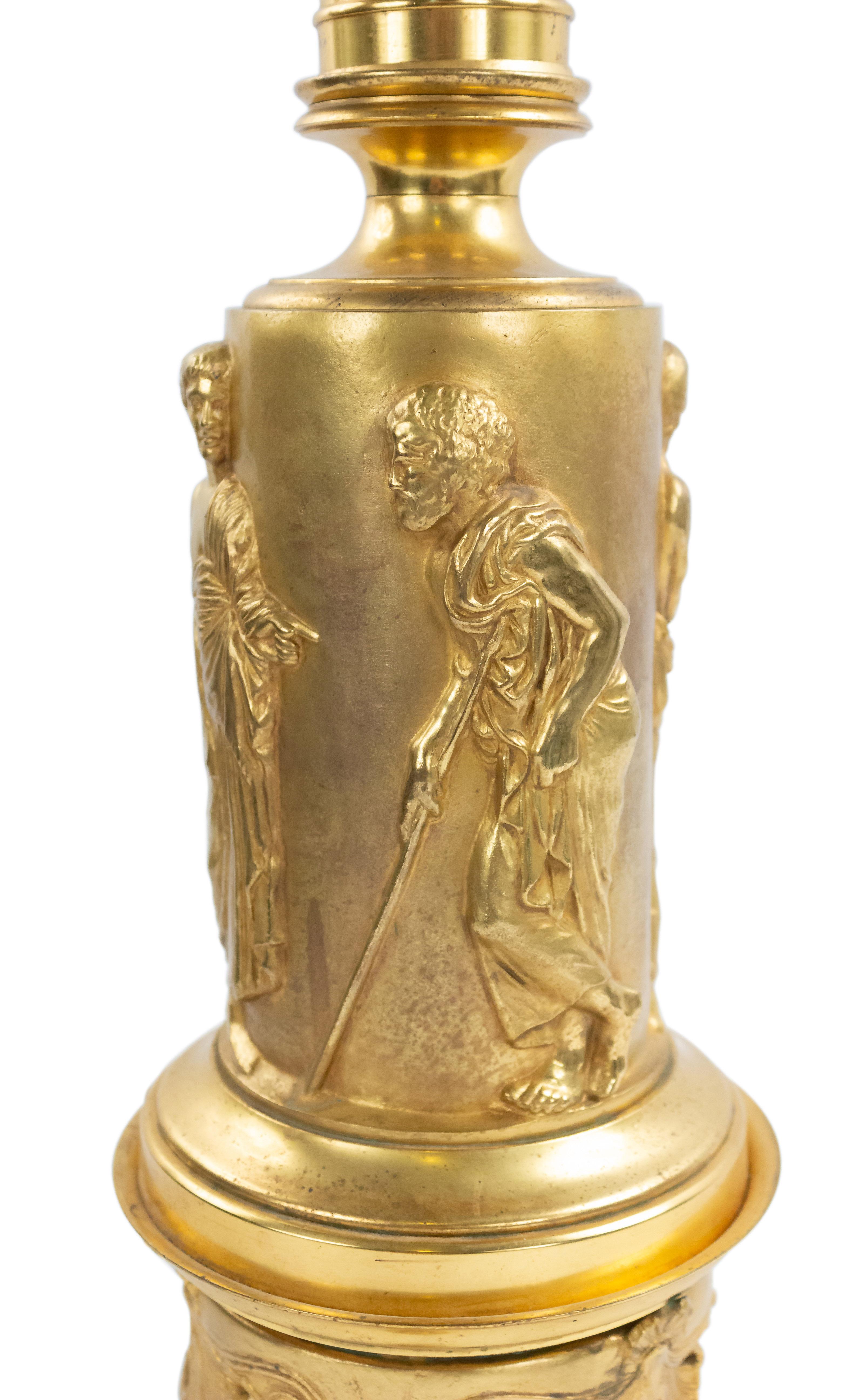 XIXe siècle Paire de lampes de table de style Régence anglaise en bronze doré en vente