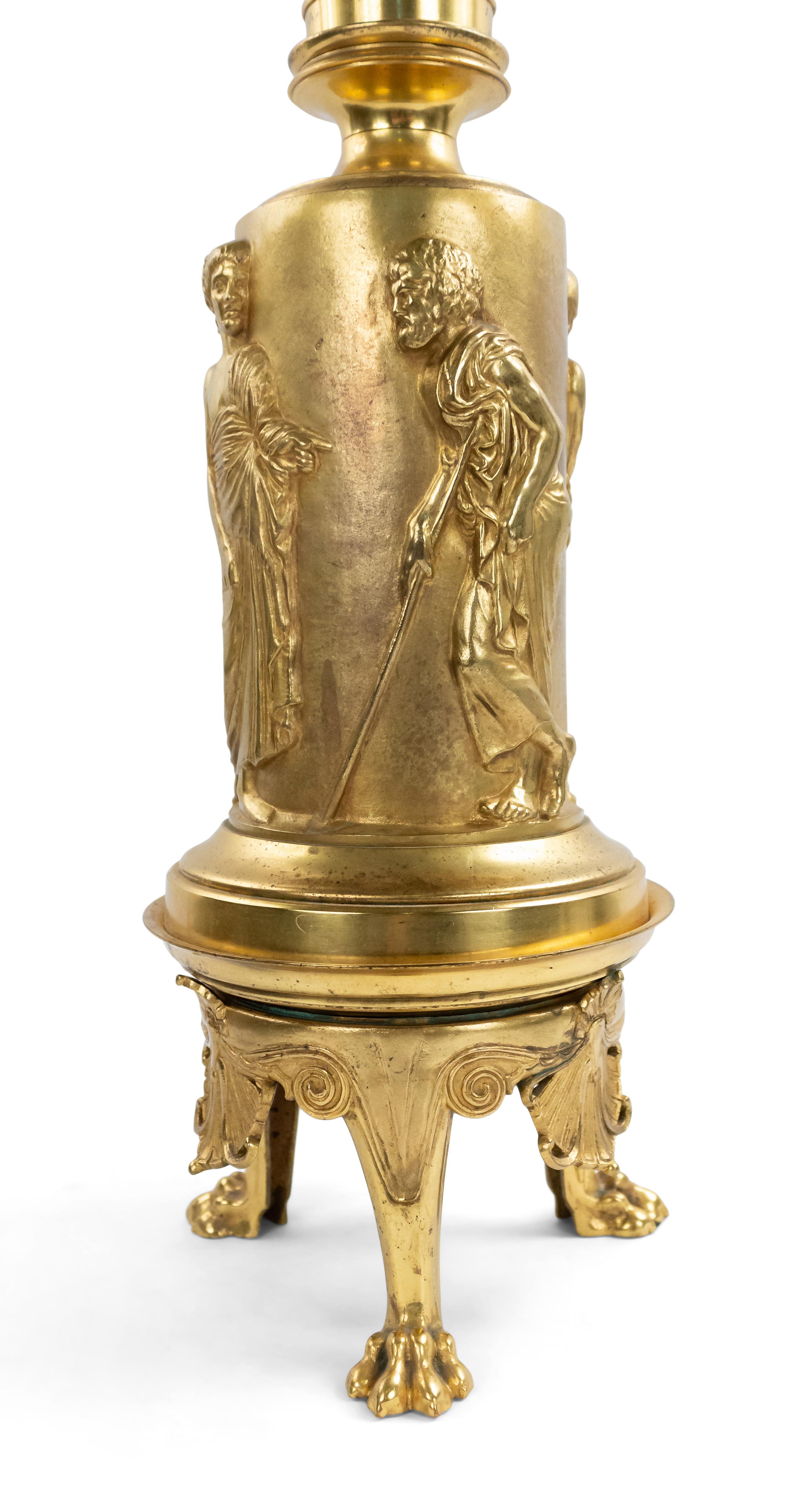 Pair of English Regency Style Bronze Dore Table Lamps For Sale 4