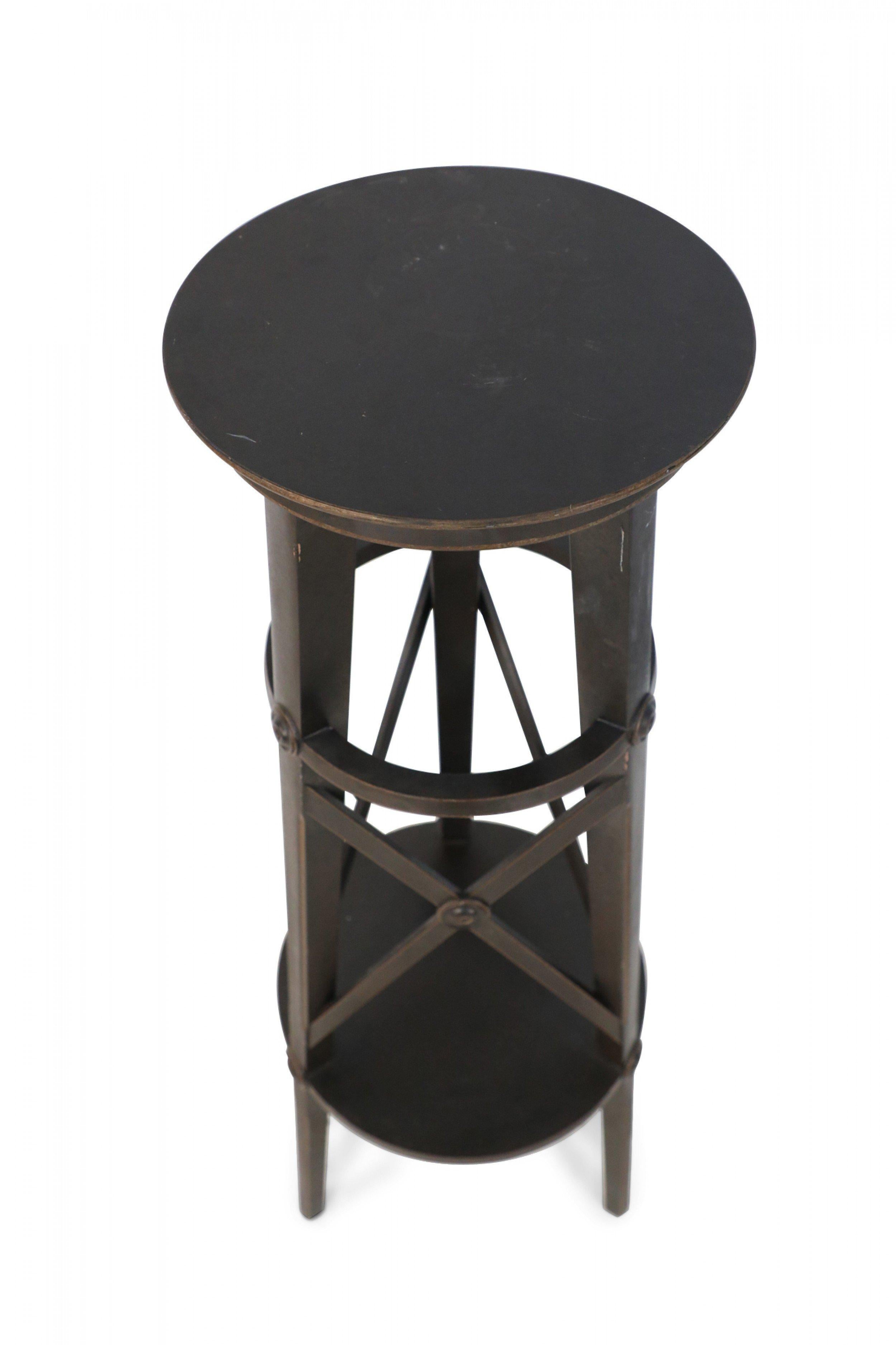 Pair of English Regency Style Tall Circular X-Support Pedestals In Good Condition For Sale In Queens, NY