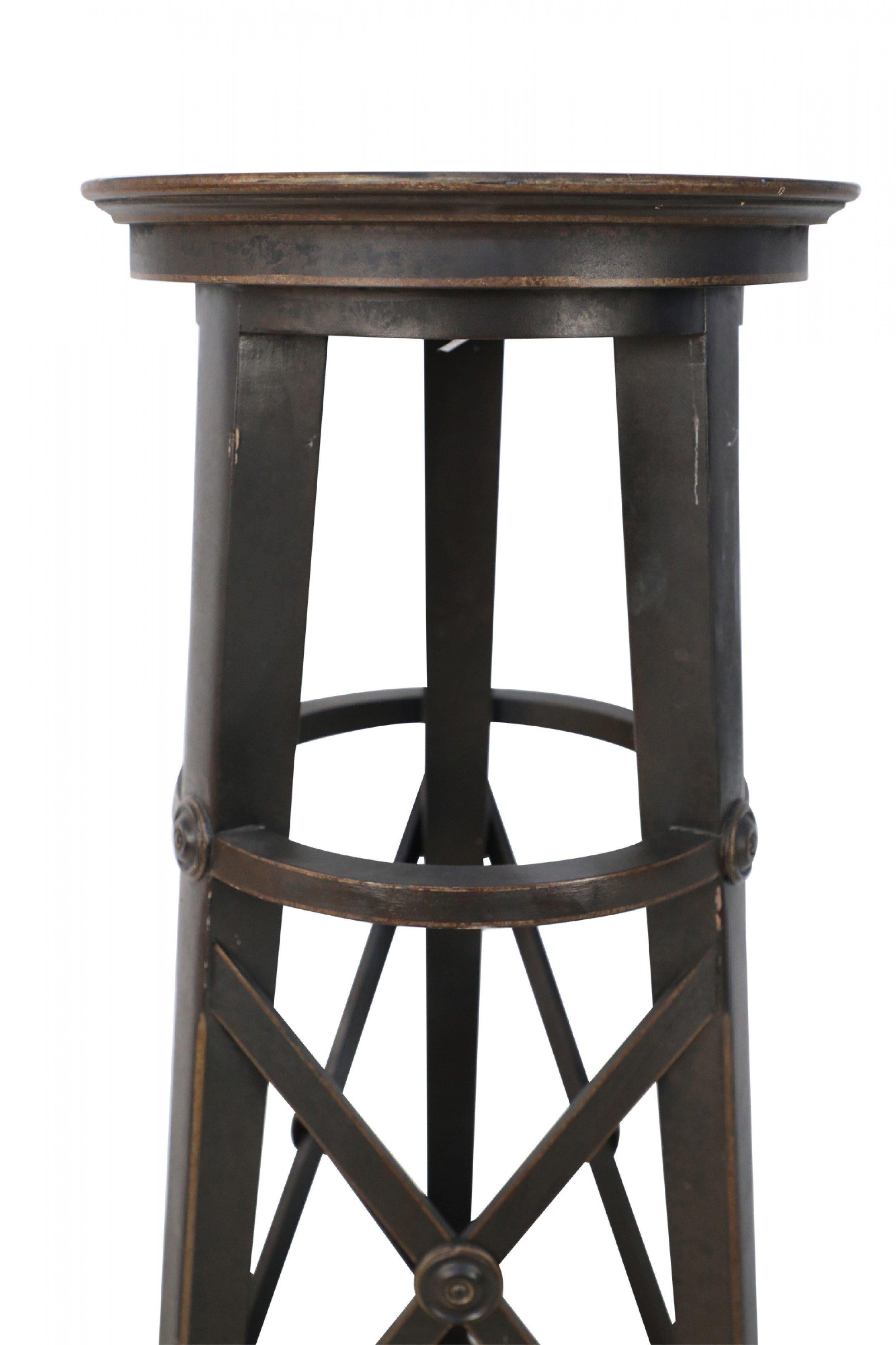 20th Century Pair of English Regency Style Tall Circular X-Support Pedestals For Sale