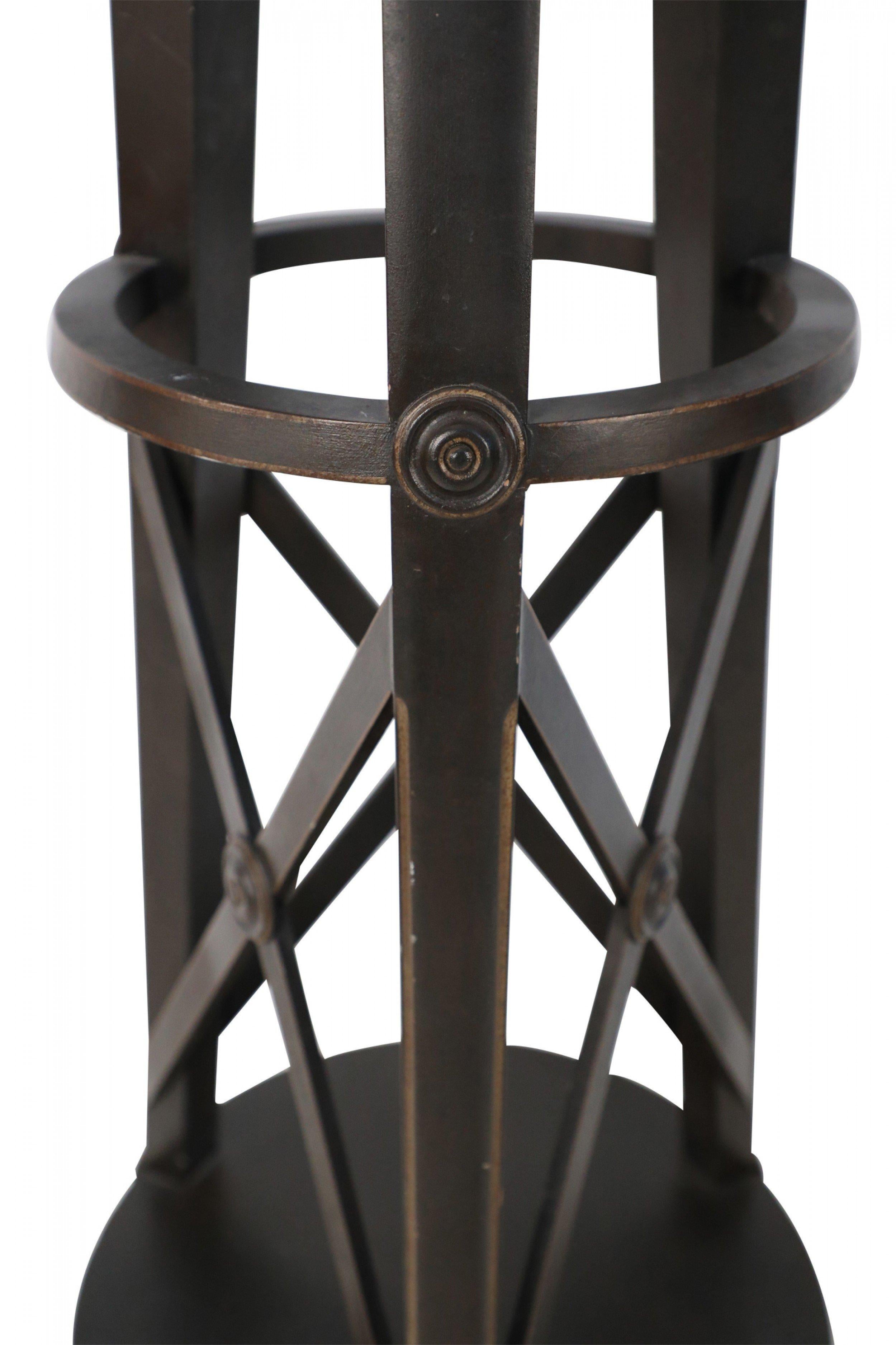 Paint Pair of English Regency Style Tall Circular X-Support Pedestals For Sale