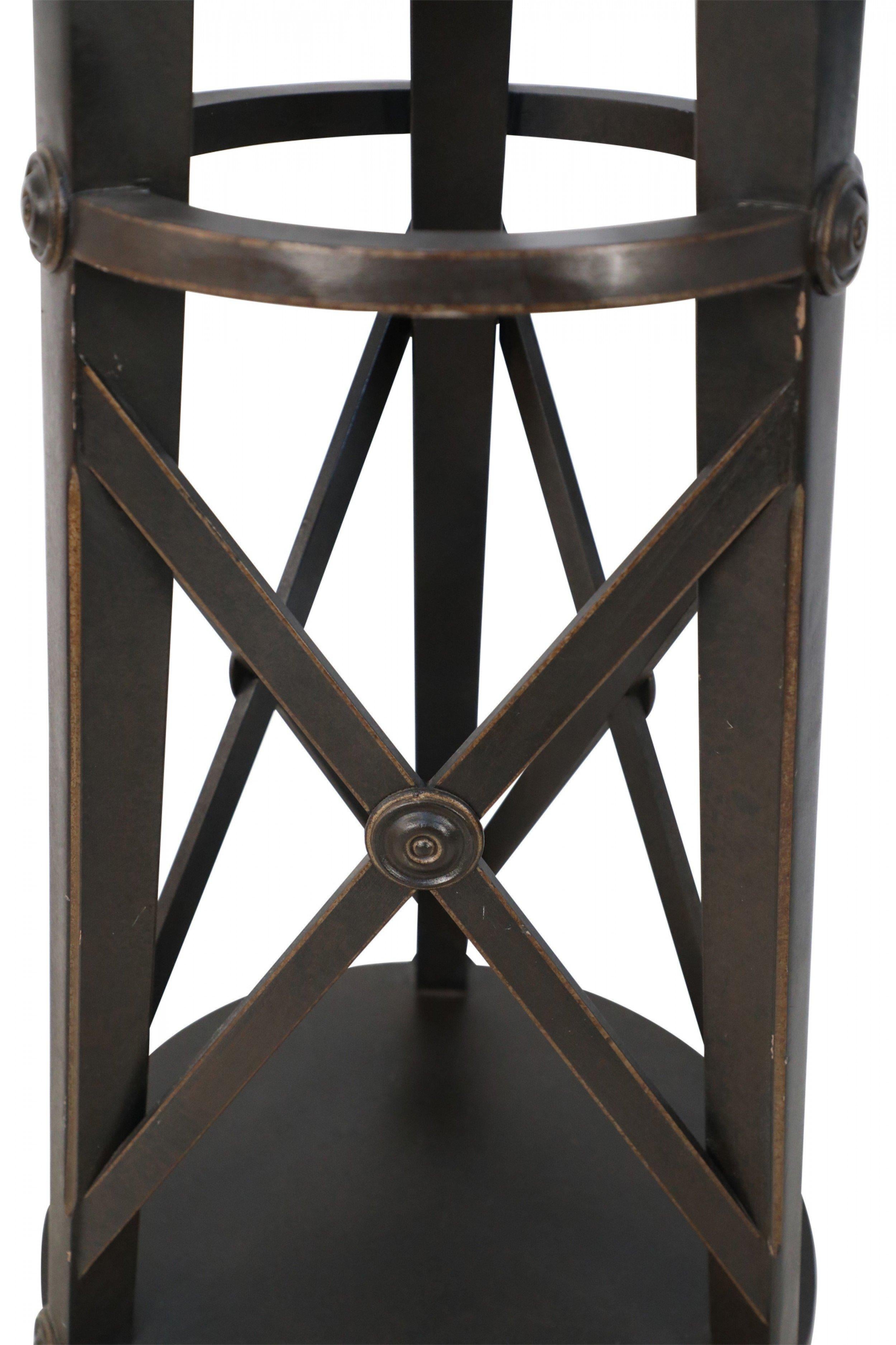 Pair of English Regency Style Tall Circular X-Support Pedestals For Sale 1