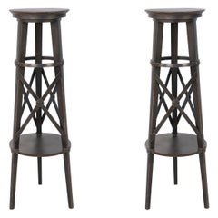 Pair of English Regency Style Tall Circular X-Support Pedestals