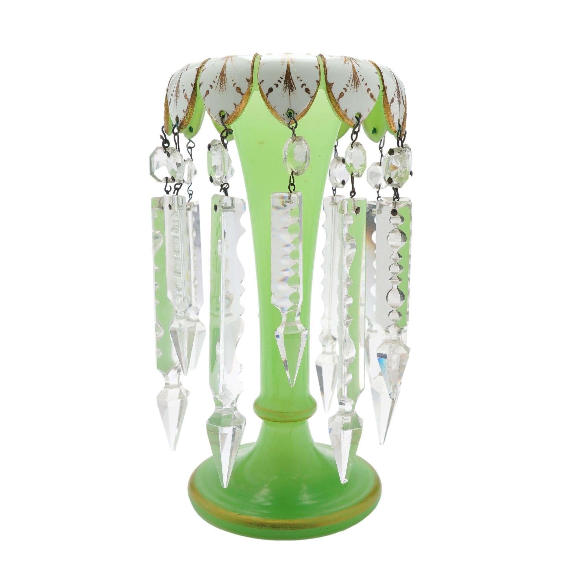 Paar englische Regency-Glasvasen in Trompetenform mit Lüstern, um 1830 im Angebot 1