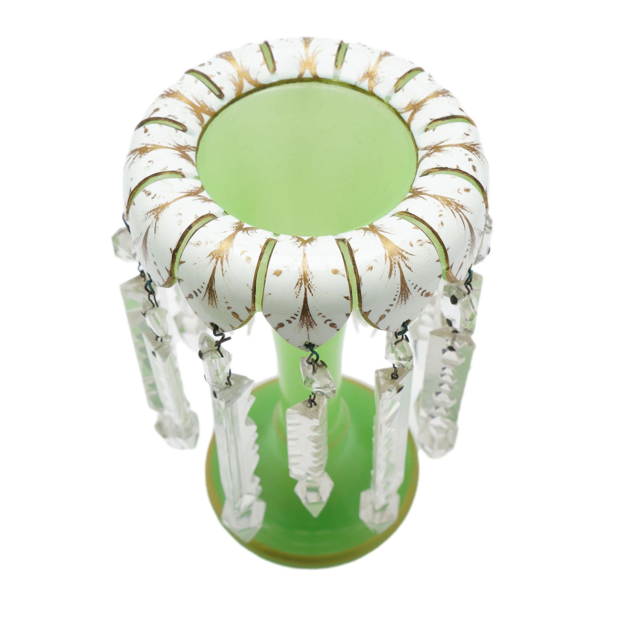 Paar englische Regency-Glasvasen in Trompetenform mit Lüstern, um 1830 im Angebot 2