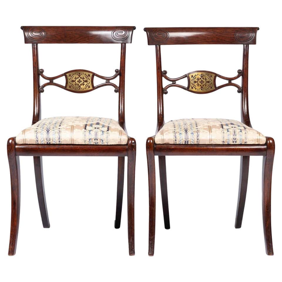 Pair of English Regency Upholstered Slip Seat Side Chairs, 1815 For ...