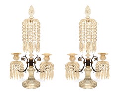 Pair of English Regency Waterford Crystal Candelabras