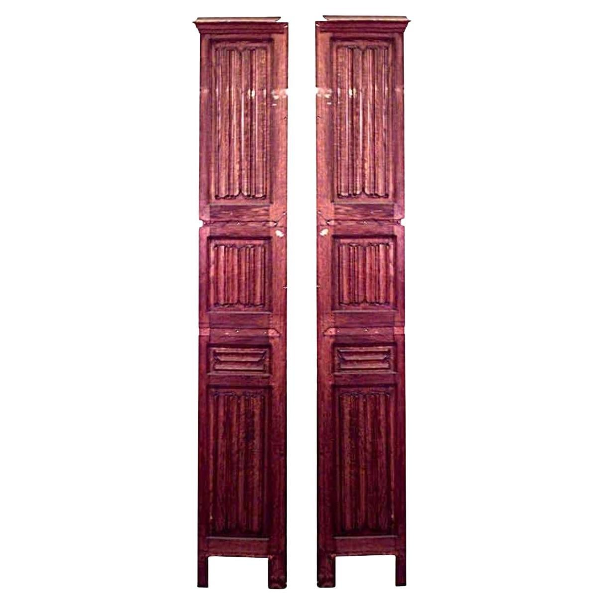 Pair of English Renaissance Carved Oak Panels
