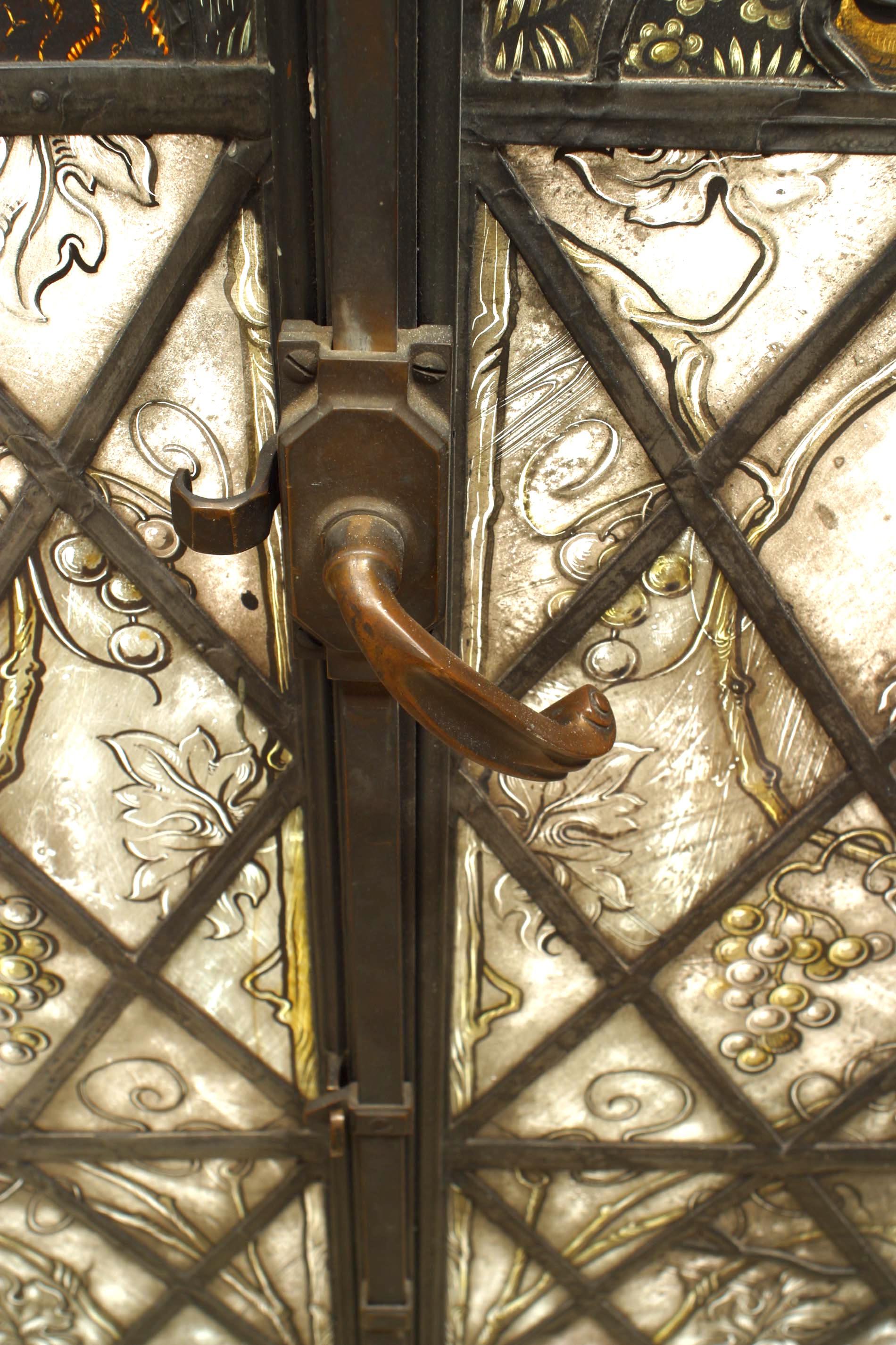 Stained Pair of English Renaissance Style Painted Glass Windows