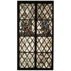 Pair of English Renaissance Style Painted Glass Windows