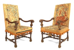 Pair of English Renaissance Walnut Tapestry Chairs