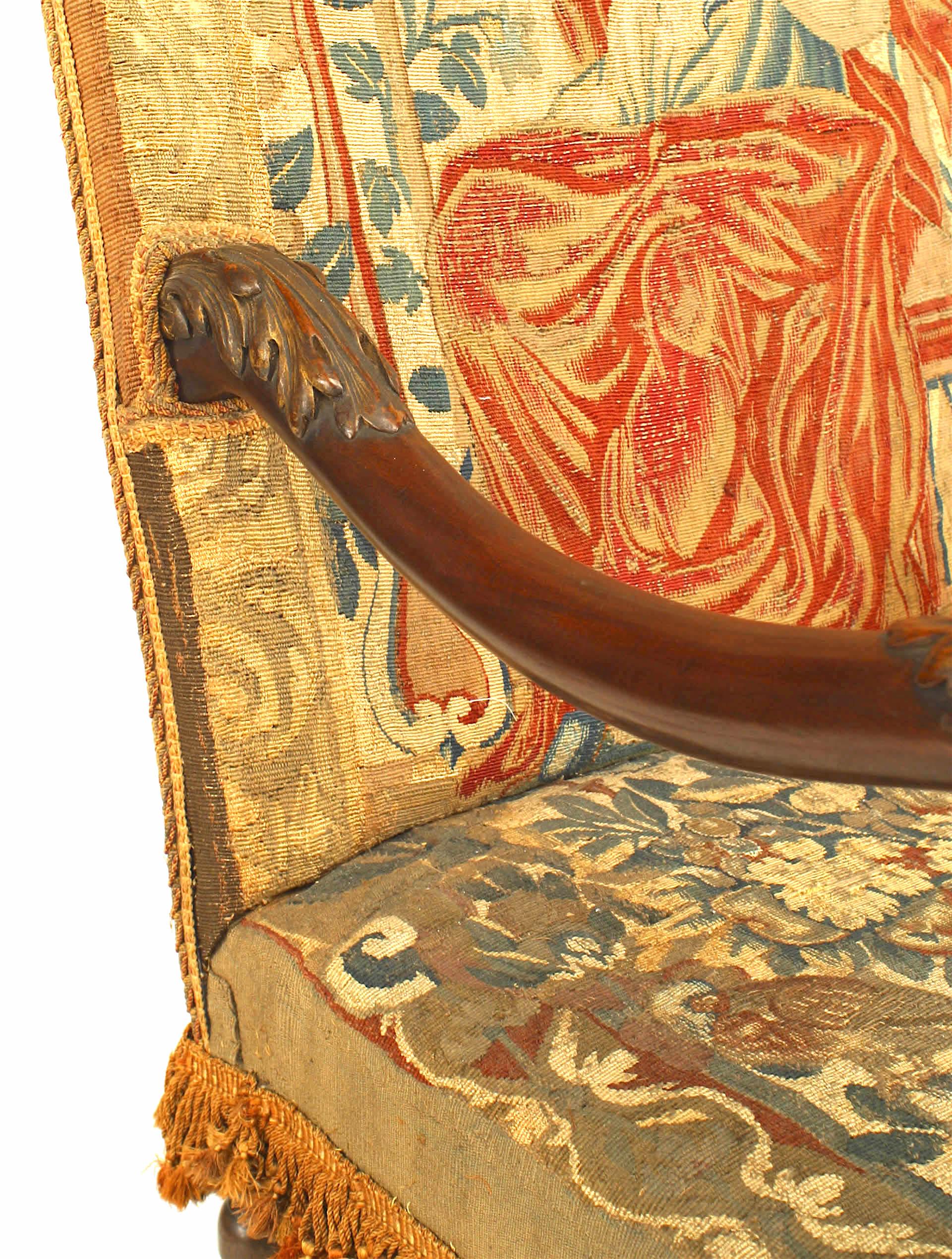 British Pair of English Renaissance Walnut Tapestry Chairs For Sale