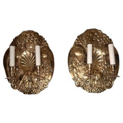Pair of English Repoussé Sconces