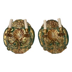 Pair of English Repoussé Sconces