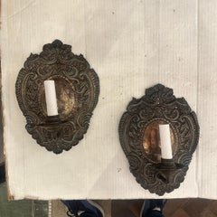 Pair of English Repousse Sconces
