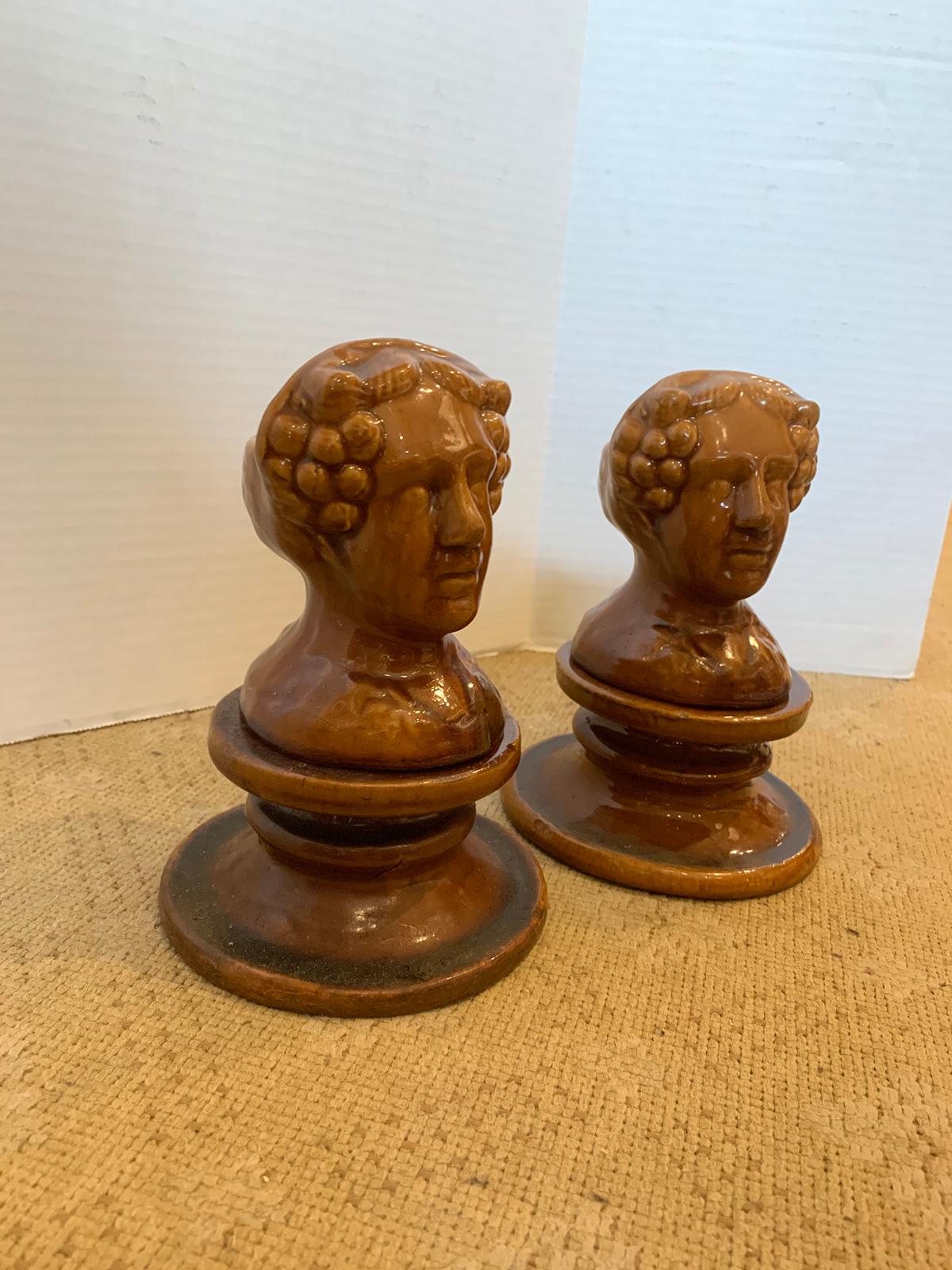 Pair of English Rockingham Glazed Stoneware Figural Woman Window Rests For Sale 3