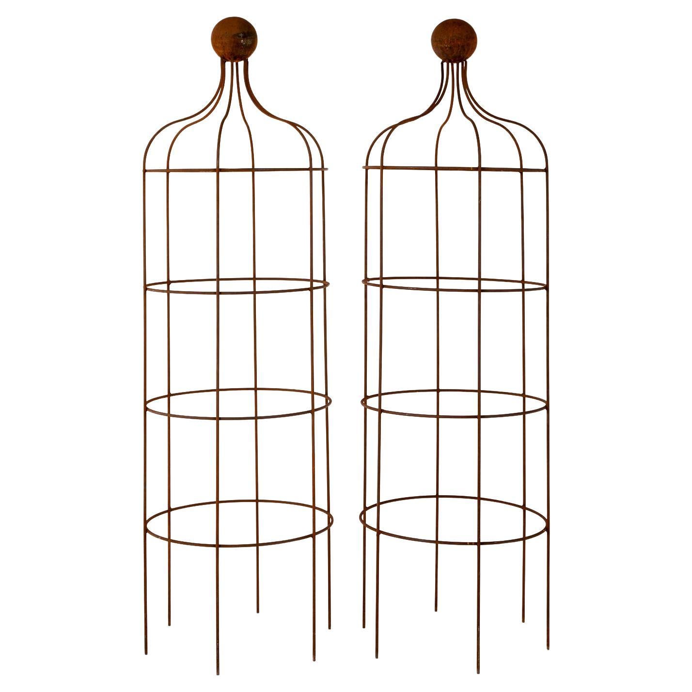 Pair of English Rose Garden Obelisks For Sale