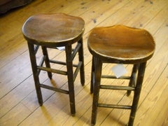 Pair of English Saddle Stools from a Pub