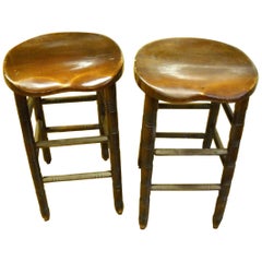 Antique Pair of English Saddle Stools from a Pub