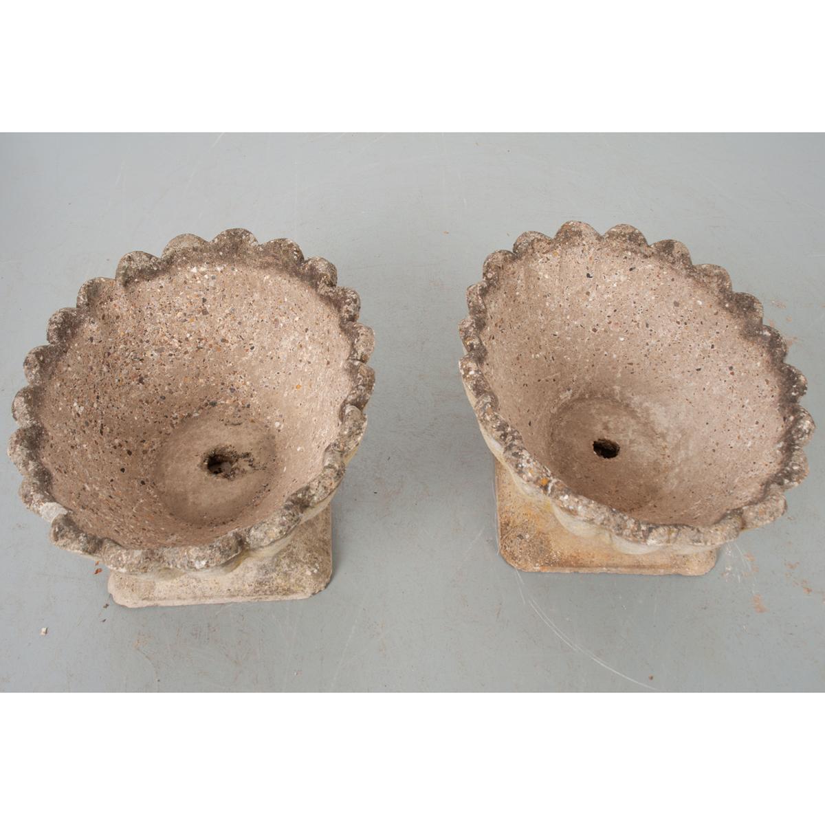Pair of English Scalloped Urns 1
