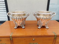 Pair of English Sheffield Acanthus Foliage Gadrooned Wine Coolers, Circa 1810