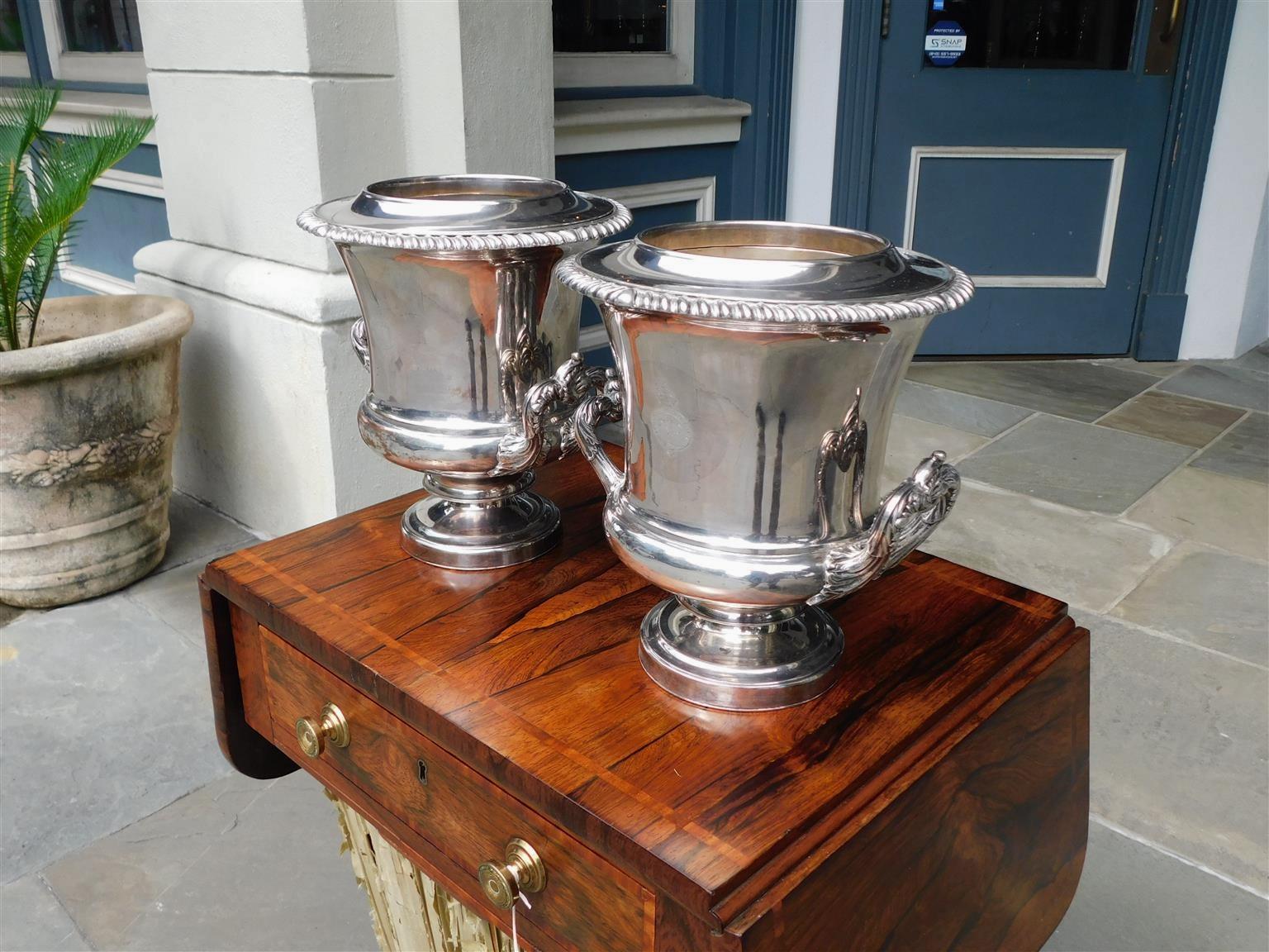 George III Pair of English Sheffield Matthew Boulton Gadrooned Champagne Buckets Circa 1800 For Sale