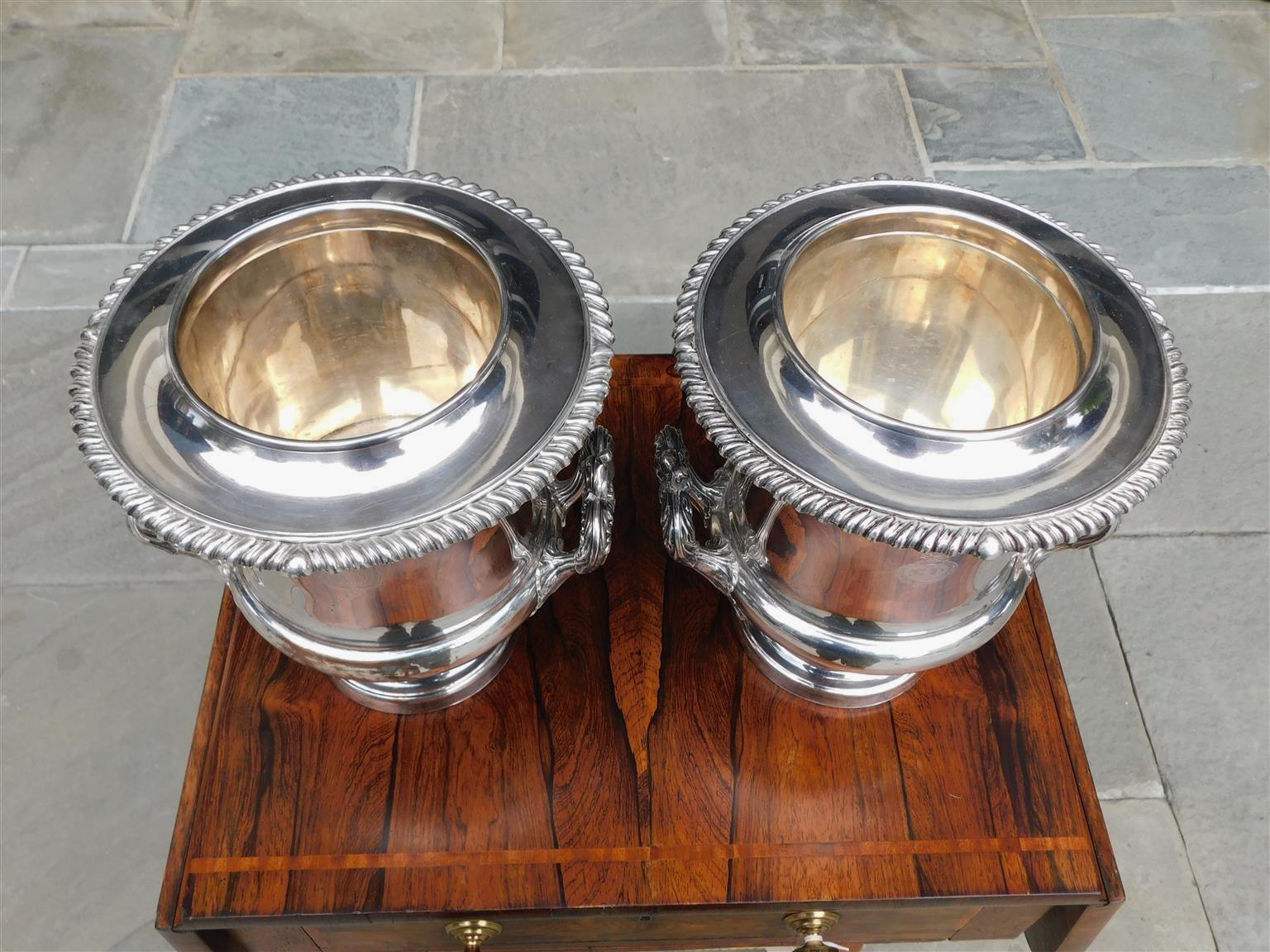 Hand-Crafted Pair of English Sheffield Matthew Boulton Gadrooned Champagne Buckets Circa 1800 For Sale