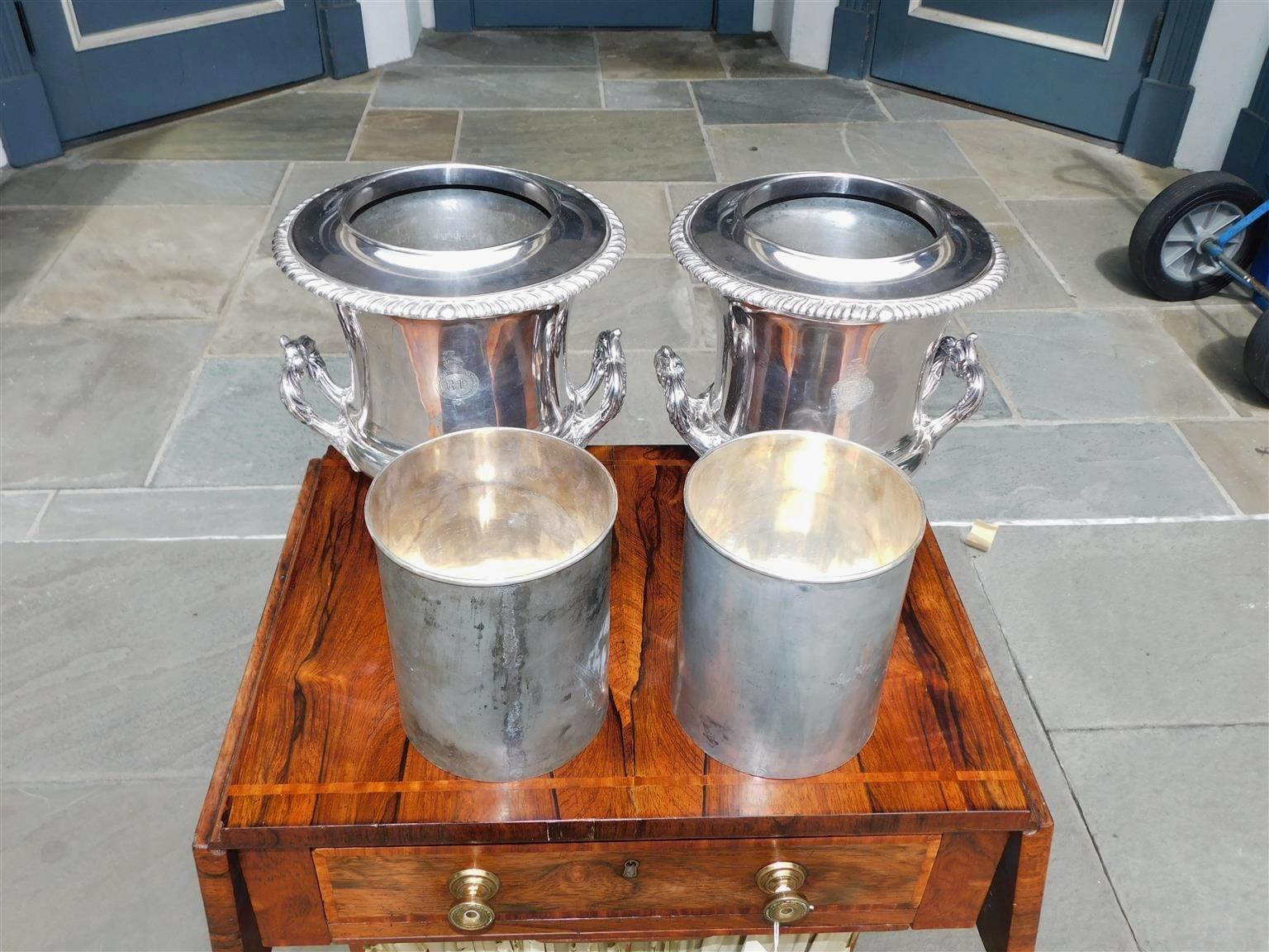 Sheffield Plate Pair of English Sheffield Matthew Boulton Gadrooned Champagne Buckets Circa 1800 For Sale