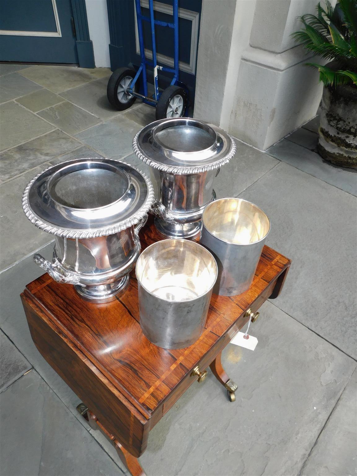 Pair of English Sheffield Matthew Boulton Gadrooned Champagne Buckets Circa 1800 For Sale 1