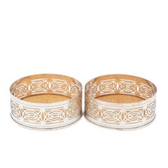 Pair of English Sheffield reticulated coasters, c. 1880-1920