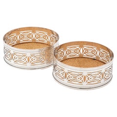 Pair of English Sheffield reticulated coasters, c. 1880-1920