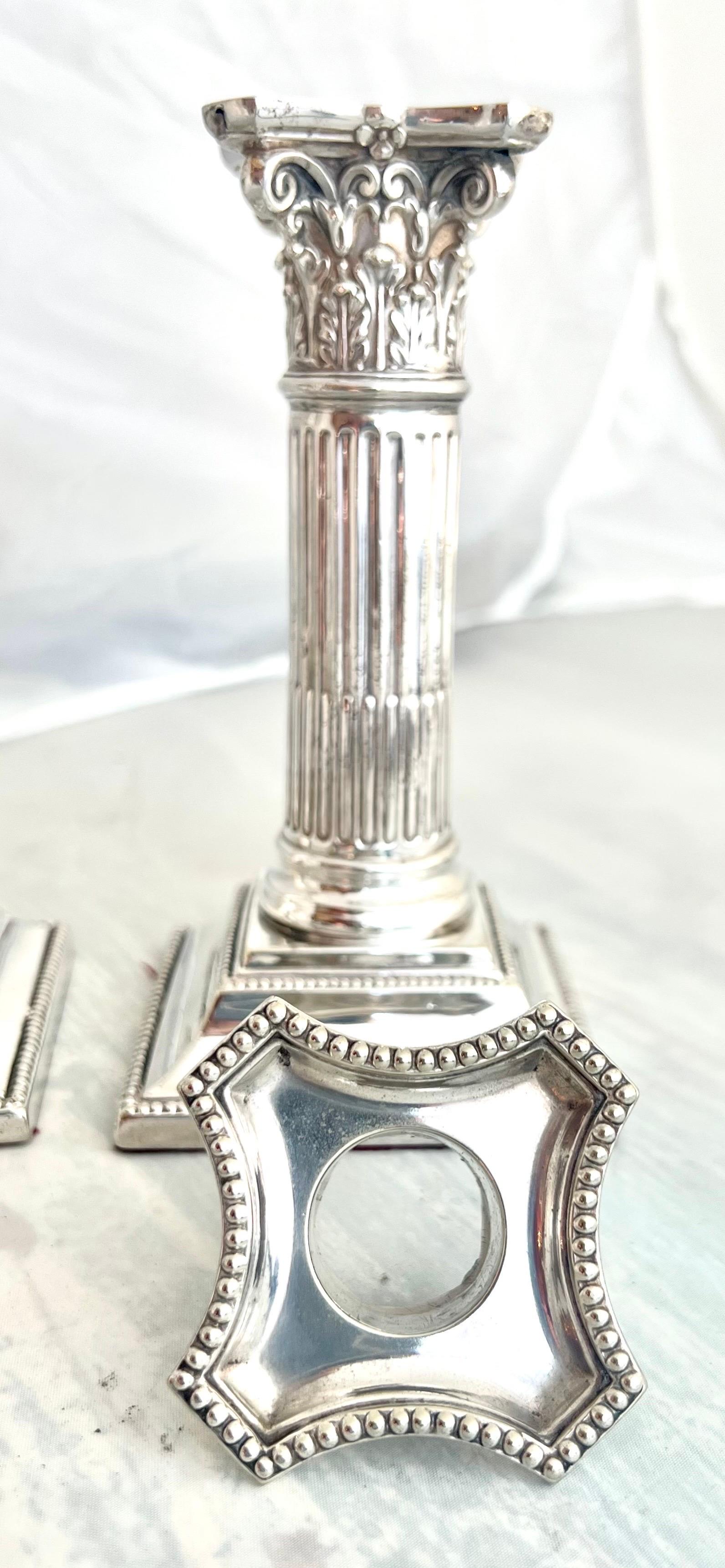 Pair of English Sheffield Silver Candlesticks For Sale 5