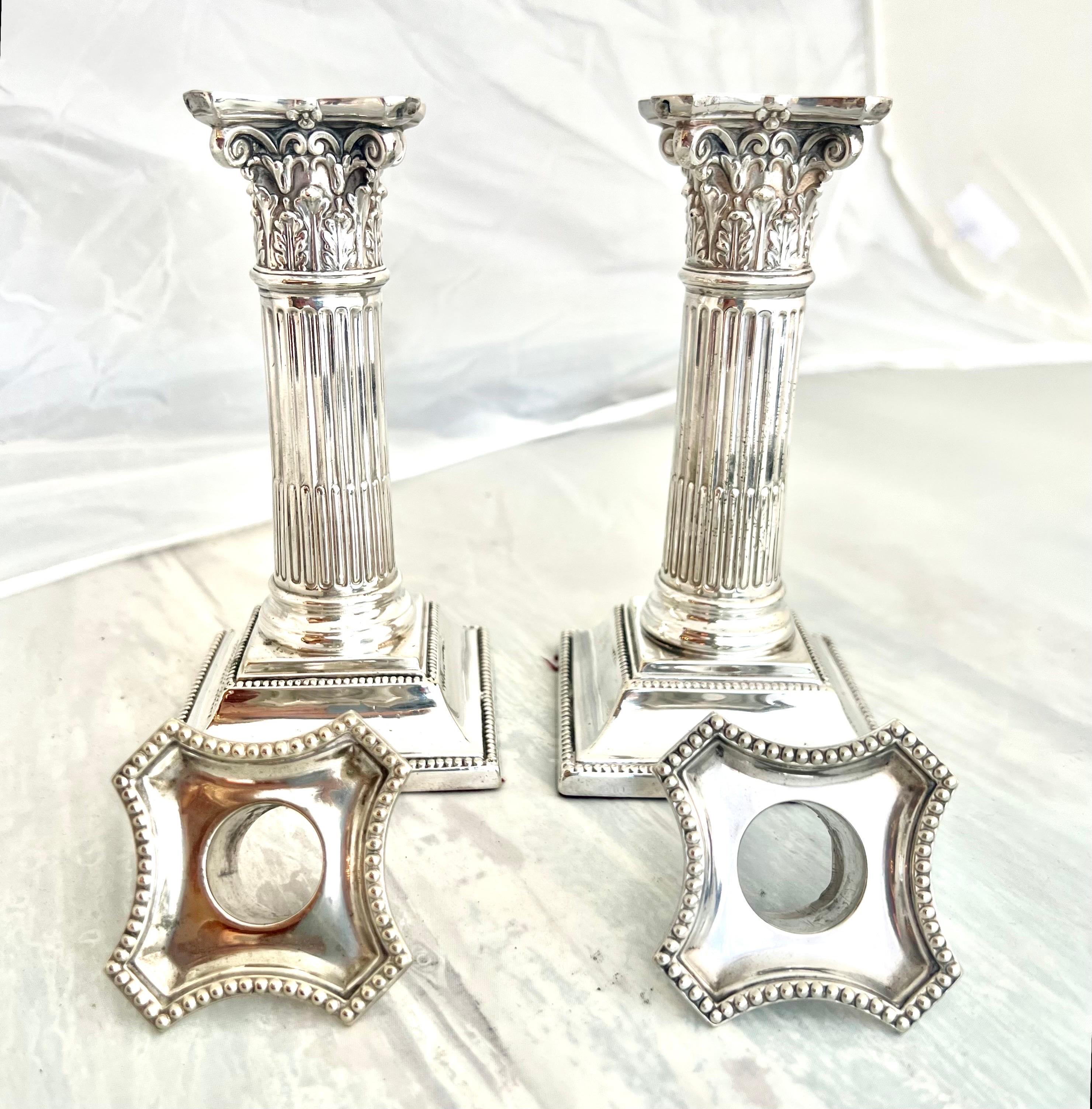 Pair of English Sheffield Silver Candlesticks For Sale 3