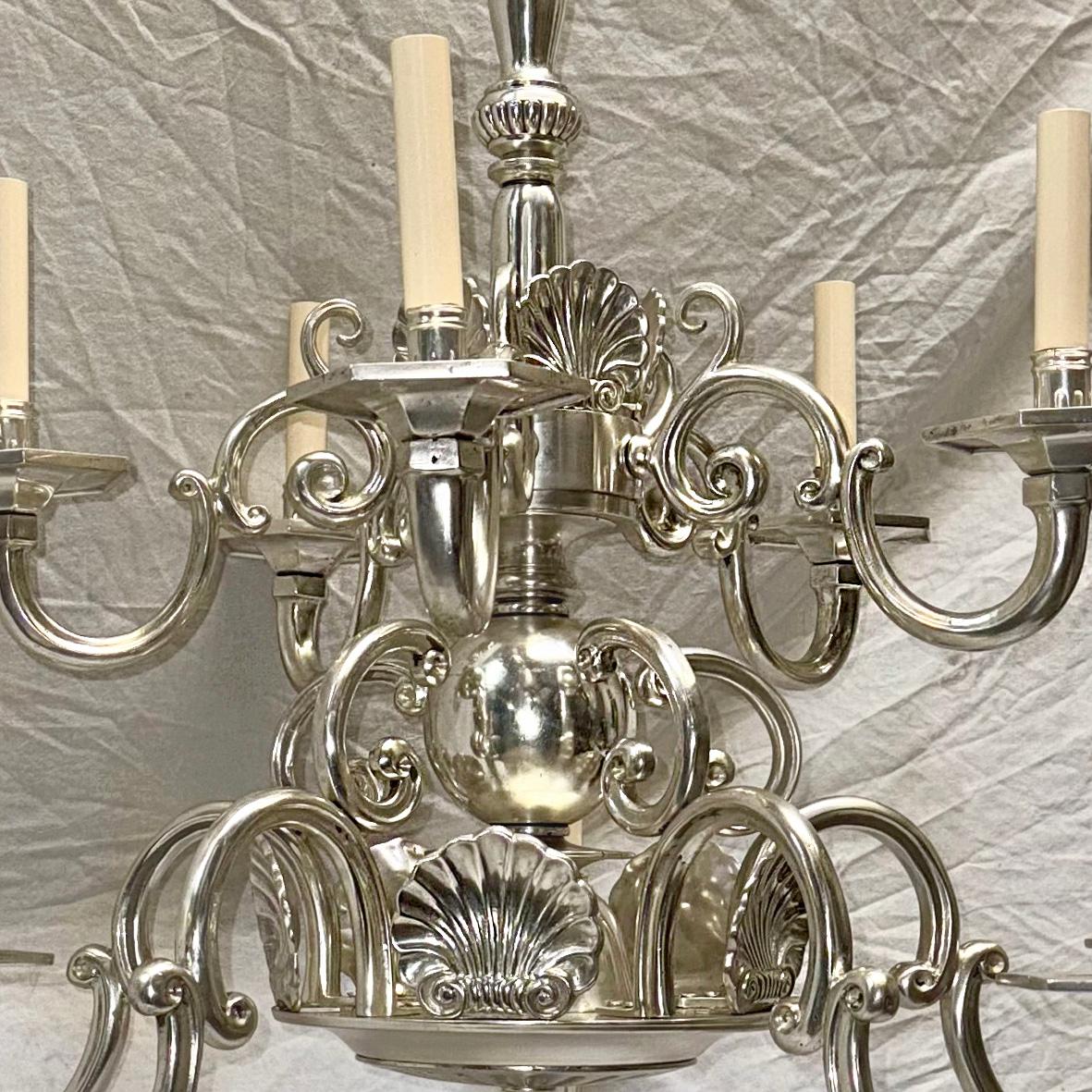 Silver Plate Pair of English Shell Chandeliers, Sold Individually For Sale