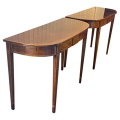 Pair of English Sheraton Mahogany D-Shaped Side Tables, c. 1790