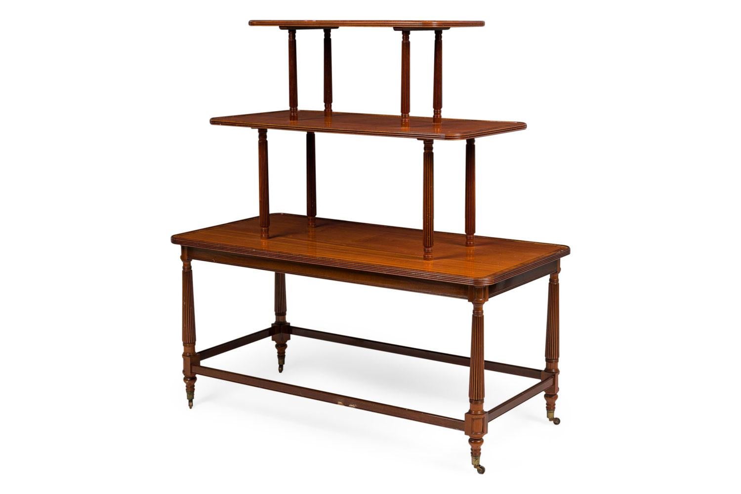 Georgian Pair of English Sheraton style 3 Tier Center Table For Sale